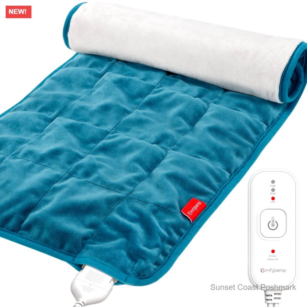 Weighted Heating Pad for Back & Period, 3 Heat Levels, Auto-Off, Flannel